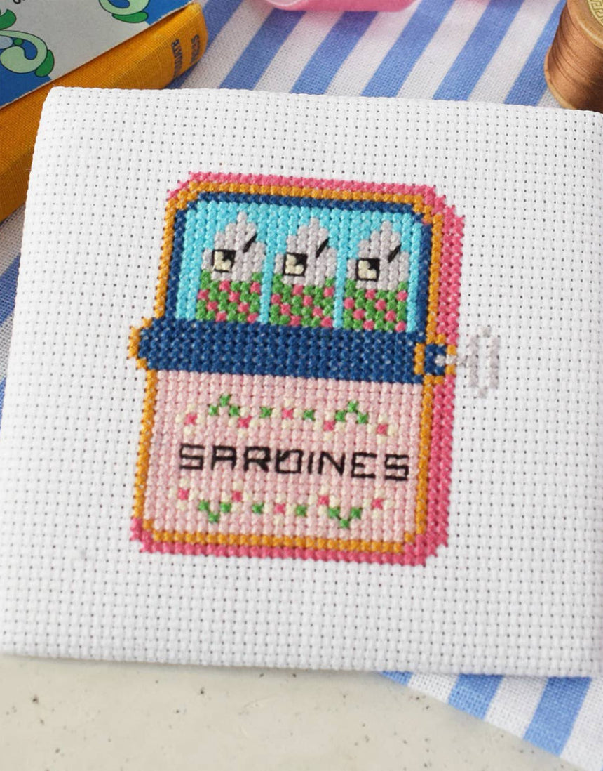 Sardines Mini Cross Stitch Kit, The Make Arcade