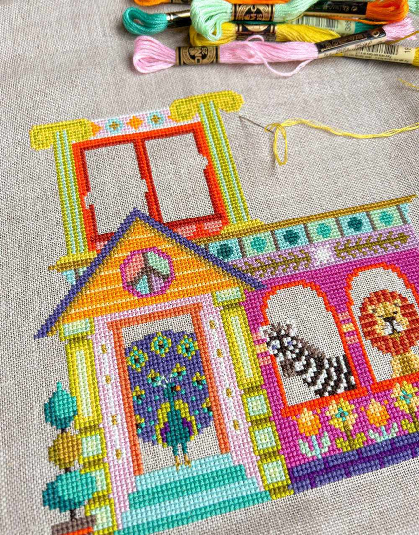 The Animal House Counted Cross Stitch Sampler Pattern, Satsuma Street