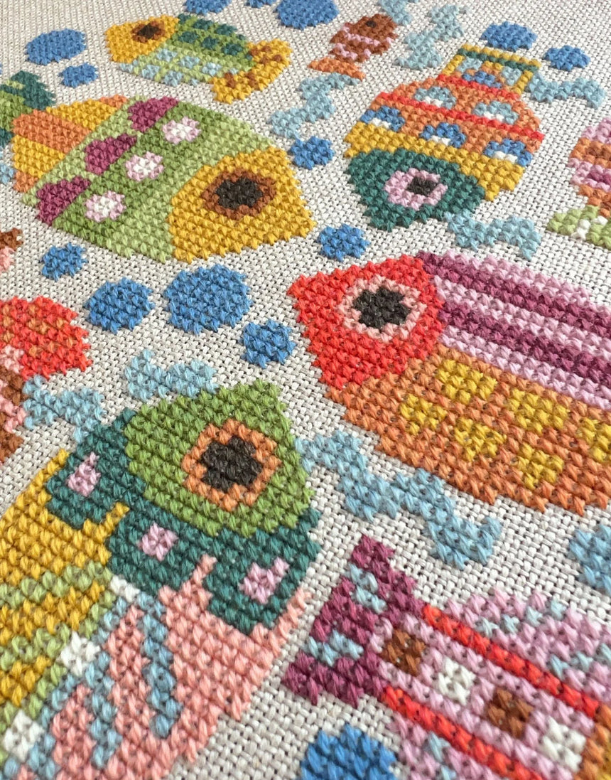 Fish Dish Counted Cross Stitch Sampler Pattern, Satsuma Street