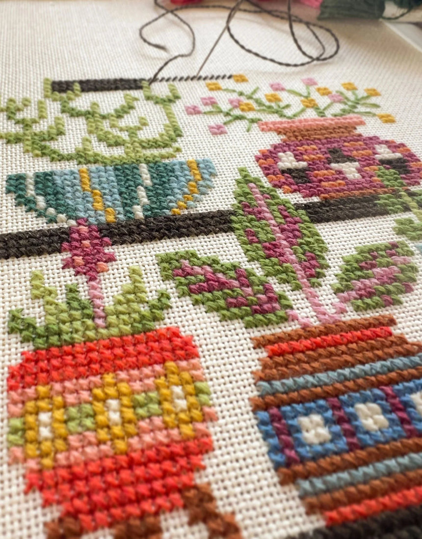 Pot Shop Counted Cross Stitch Sampler Pattern, Satsuma Street