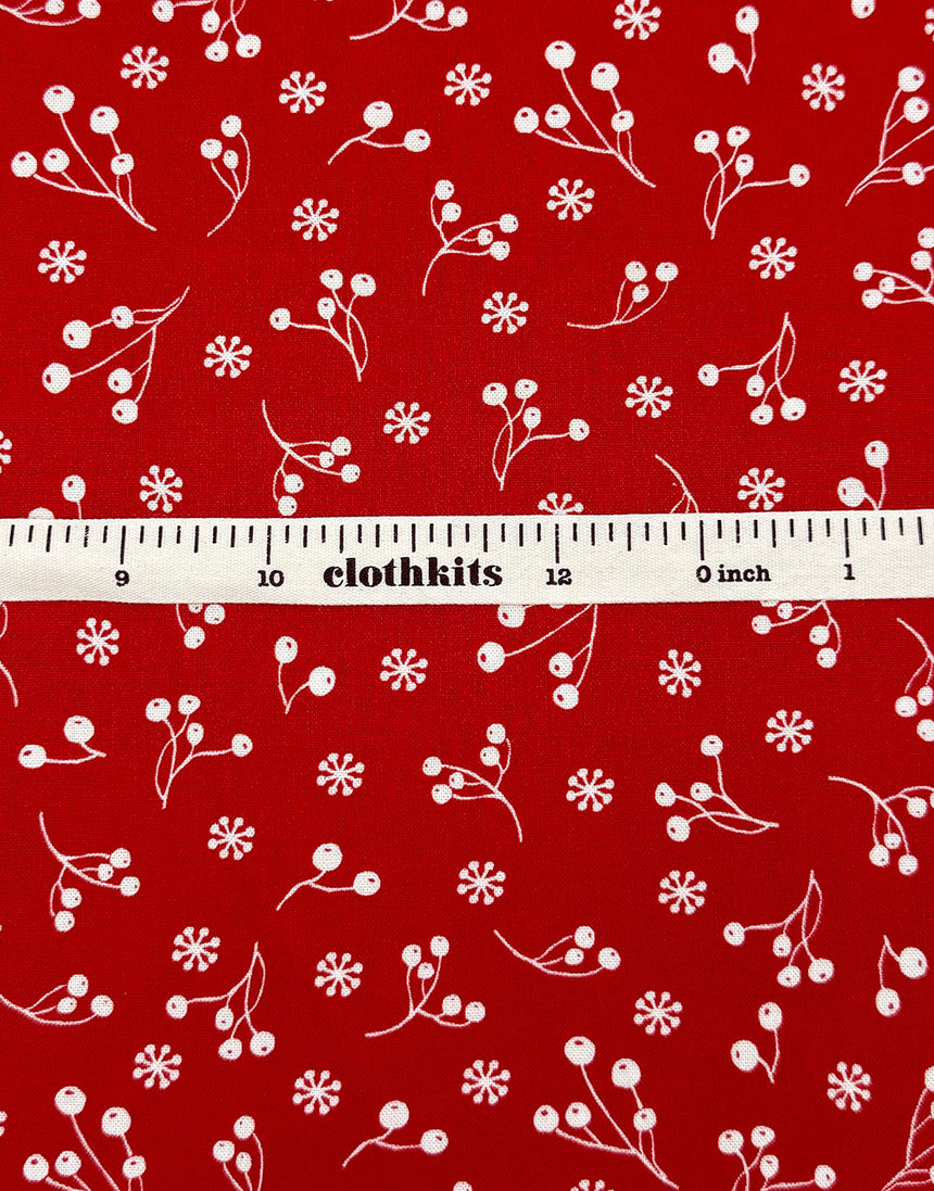 Red Winter Berries Scandinavian Christmas Cotton Fabric