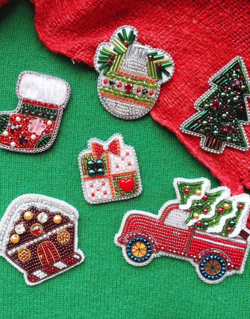 Christmas Tree Beaded Embroidery Brooch/Hanging Decoration Kit