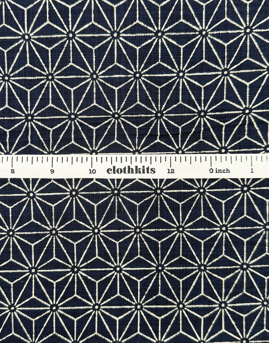 Sevenberry Japanese Textured Cotton Fabric - Indigo Asanoha