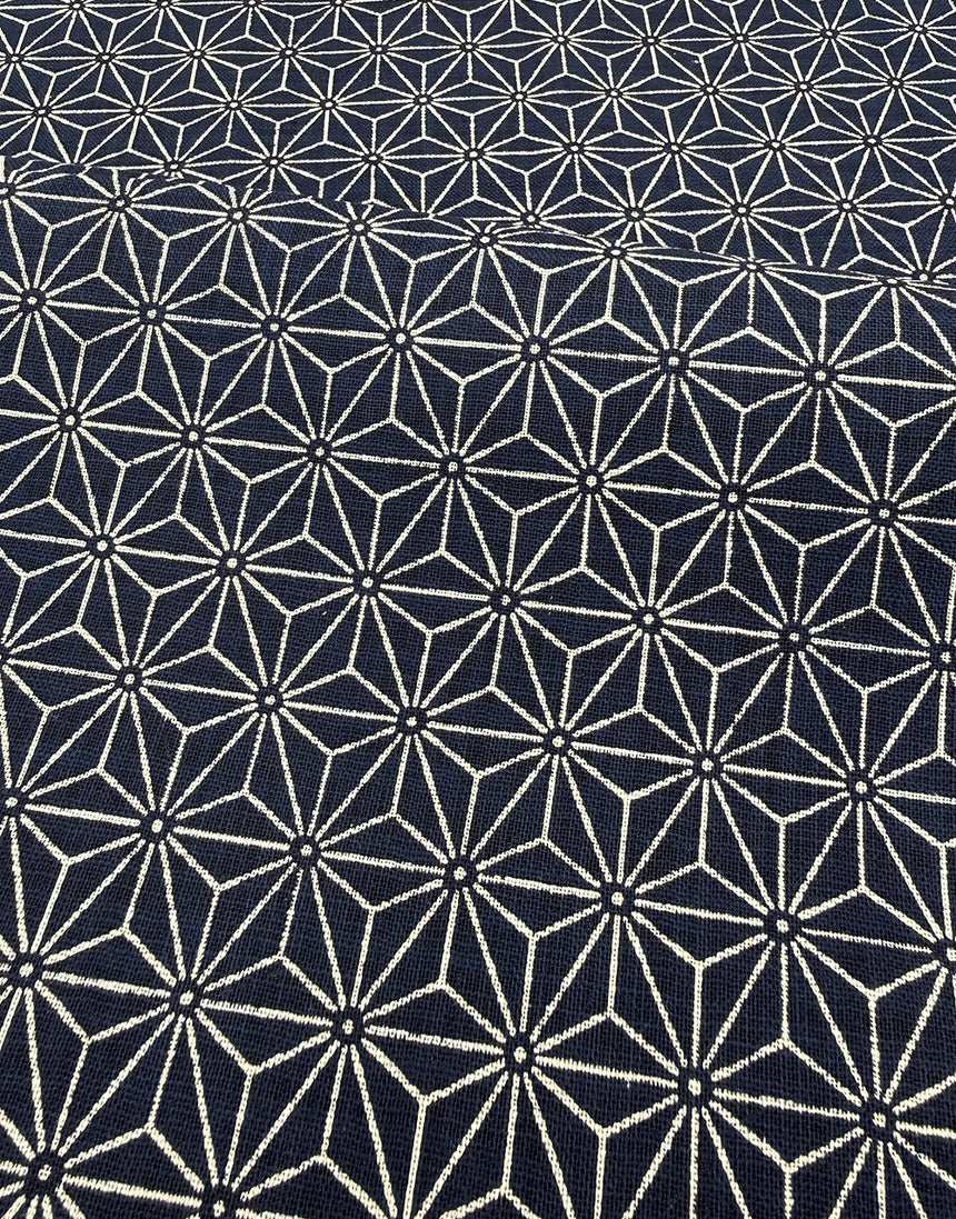 Sevenberry Japanese Textured Cotton Fabric - Indigo Asanoha