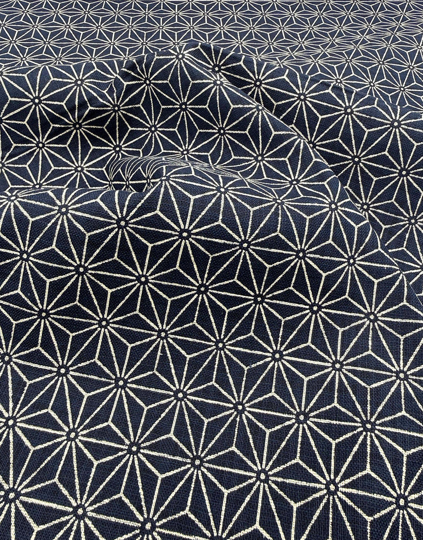 Sevenberry Japanese Textured Cotton Fabric - Indigo Asanoha