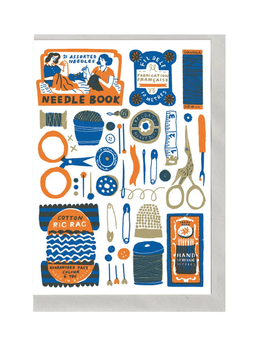 Sewing Collection Greeting Card, Printed Peanut