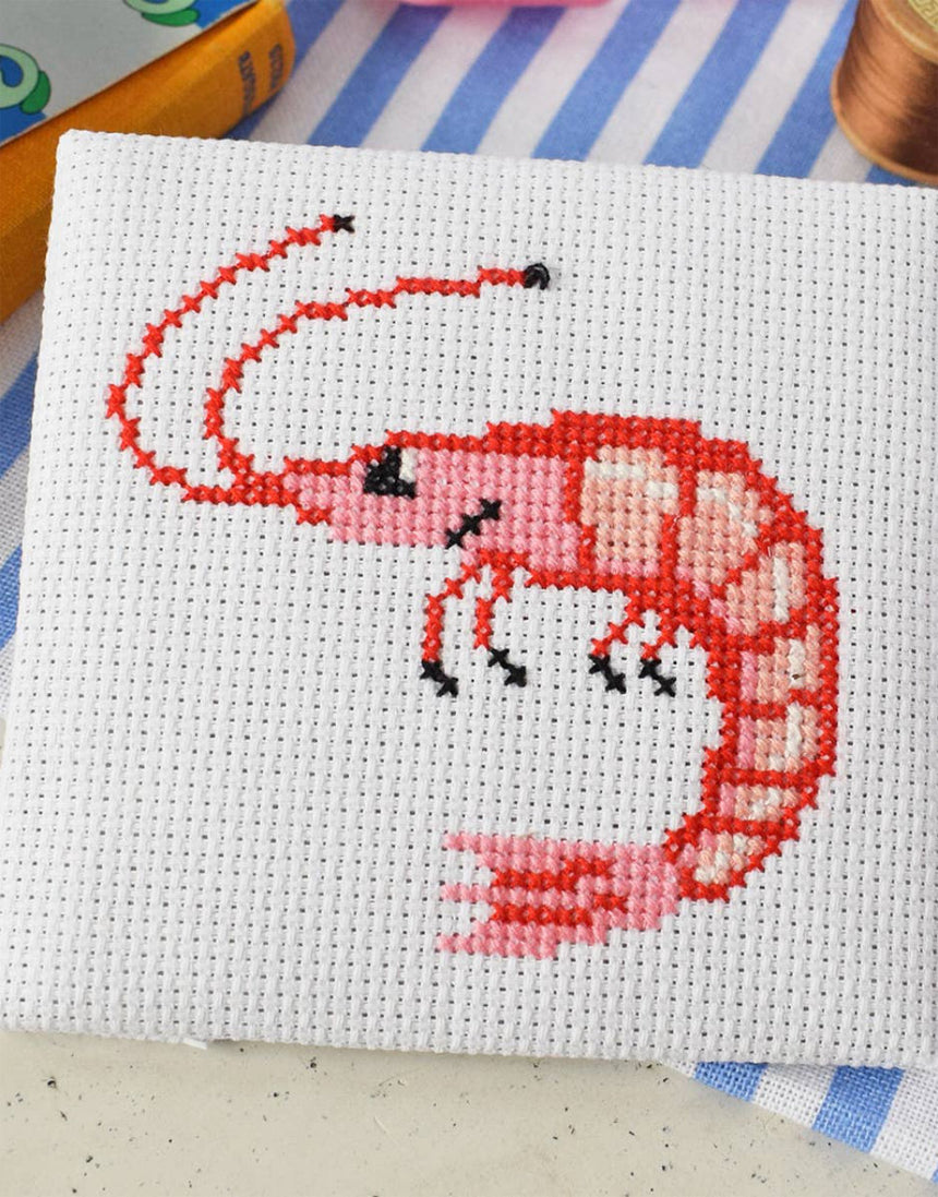 Shrimp Mini Cross Stitch Kit, The Make Arcade