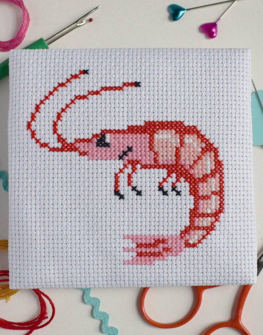 Shrimp Mini Cross Stitch Kit, The Make Arcade