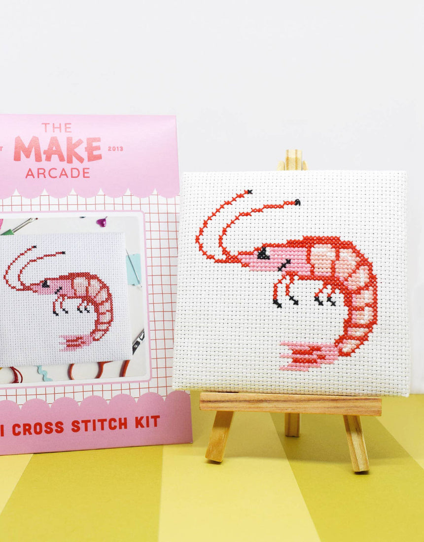Shrimp Mini Cross Stitch Kit, The Make Arcade