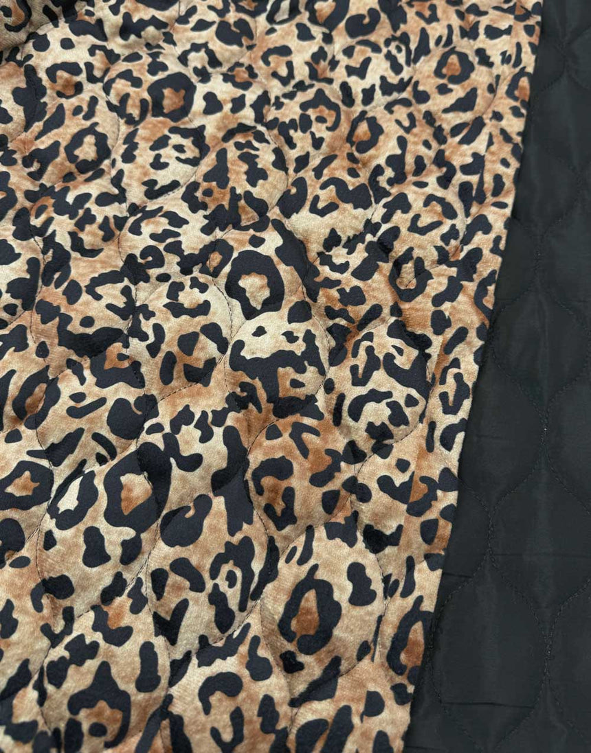 Leopard Quilted Stepped Velvet Coating Fabric