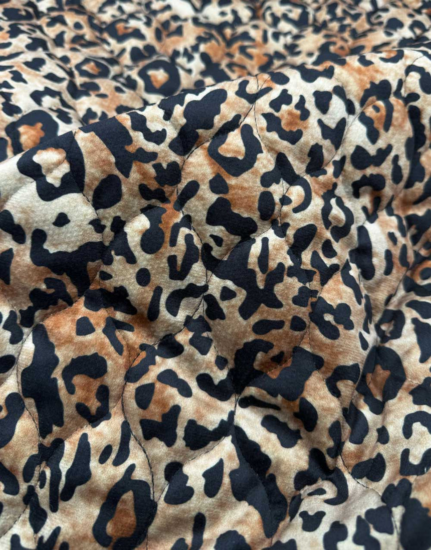 Leopard Quilted Stepped Velvet Coating Fabric