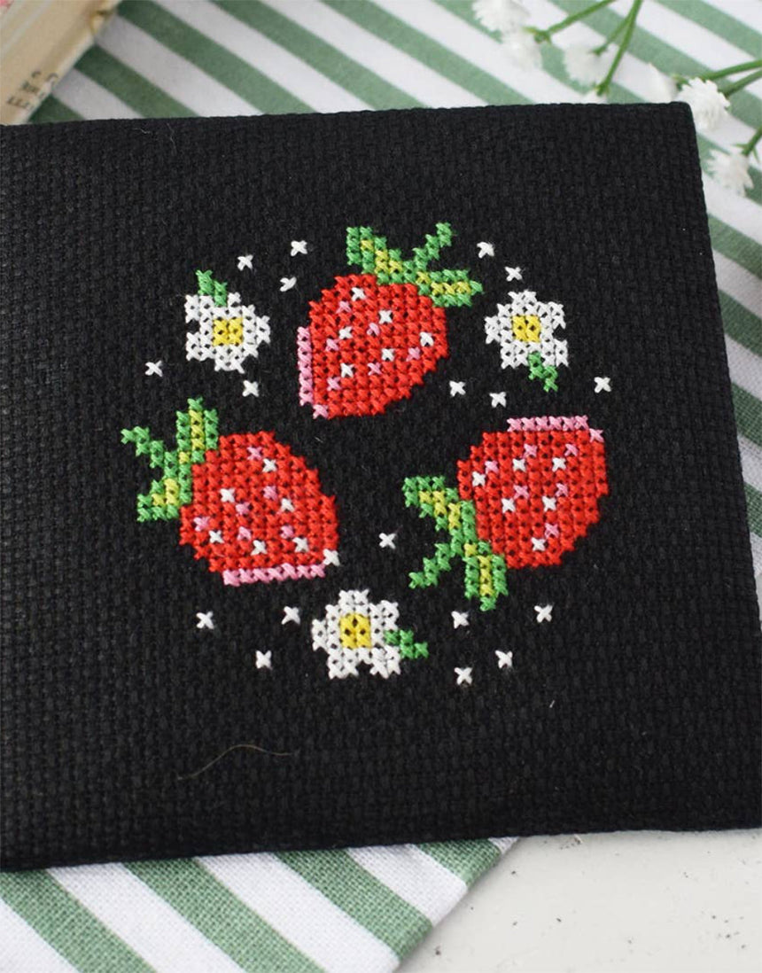 Strawberry Patch Mini Cross Stitch Kit, The Make Arcade