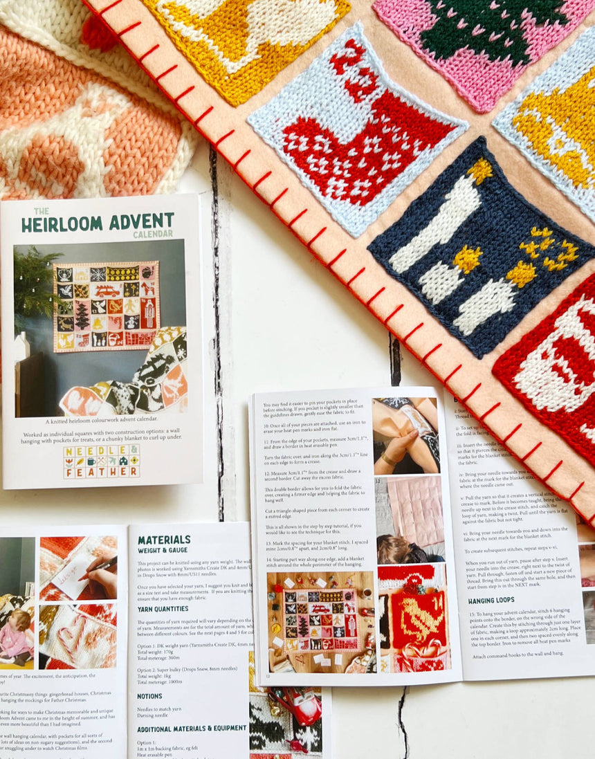 Heirloom Advent Blanket and Calendar knitting pattern, Needle & Feather