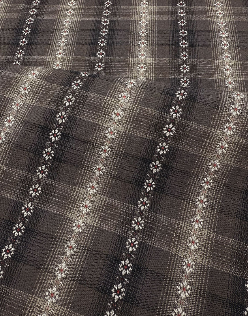 Tochio Yarn-Dyed Cotton Fabric, Anthracite Lantern Grid