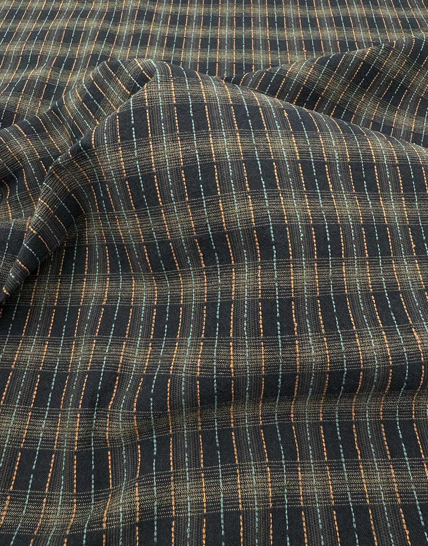 Tochio Yarn-Dyed Cotton Fabric, Navy Lantern Grid