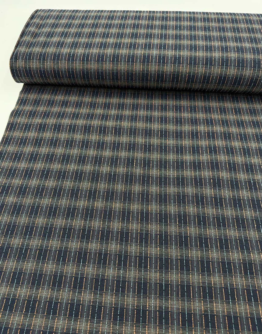 Tochio Yarn-Dyed Cotton Fabric, Navy Lantern Grid