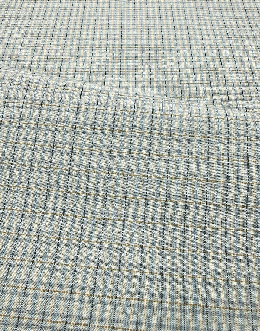 Tochio Yarn-Dyed Cotton Fabric, Sky Mini Check