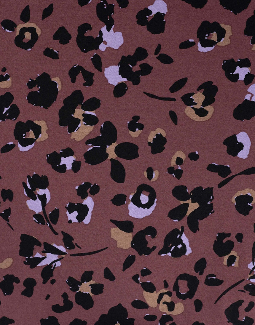 Dusky Bloom Leopard Viscose Twill Fabric