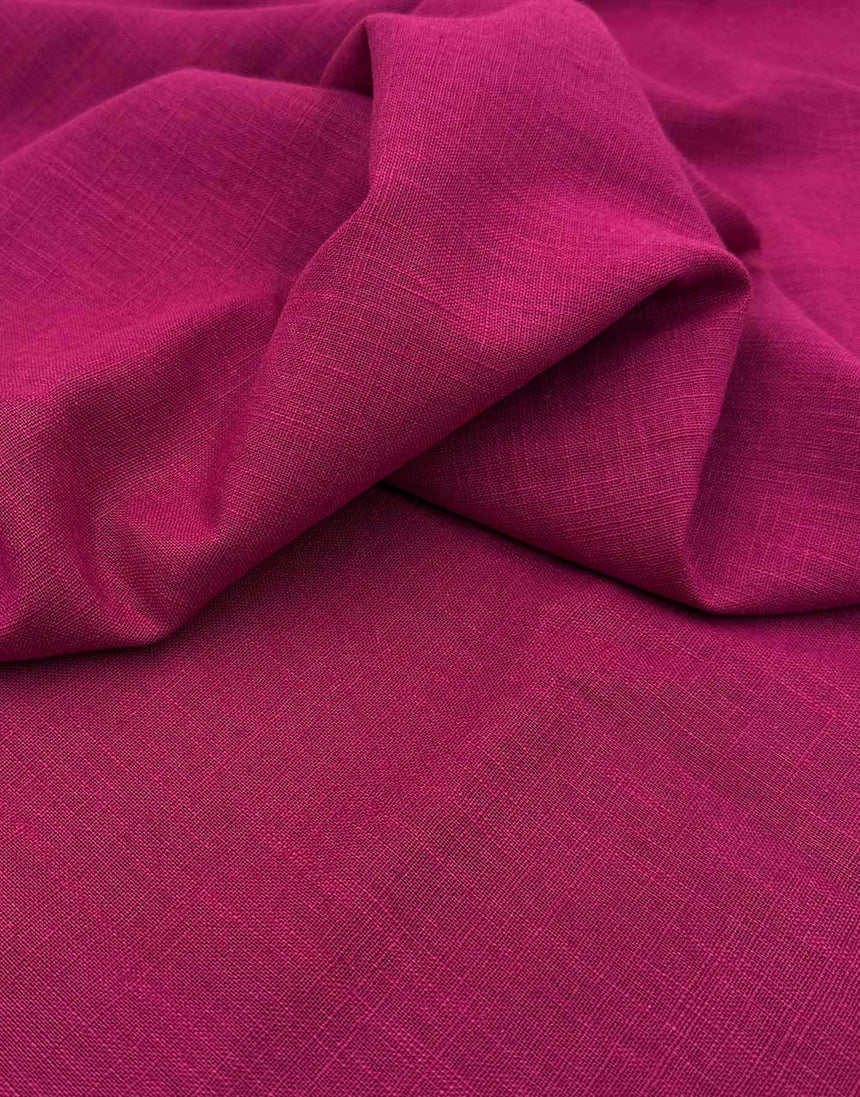 Cerise Washed Linen Cotton Fabric