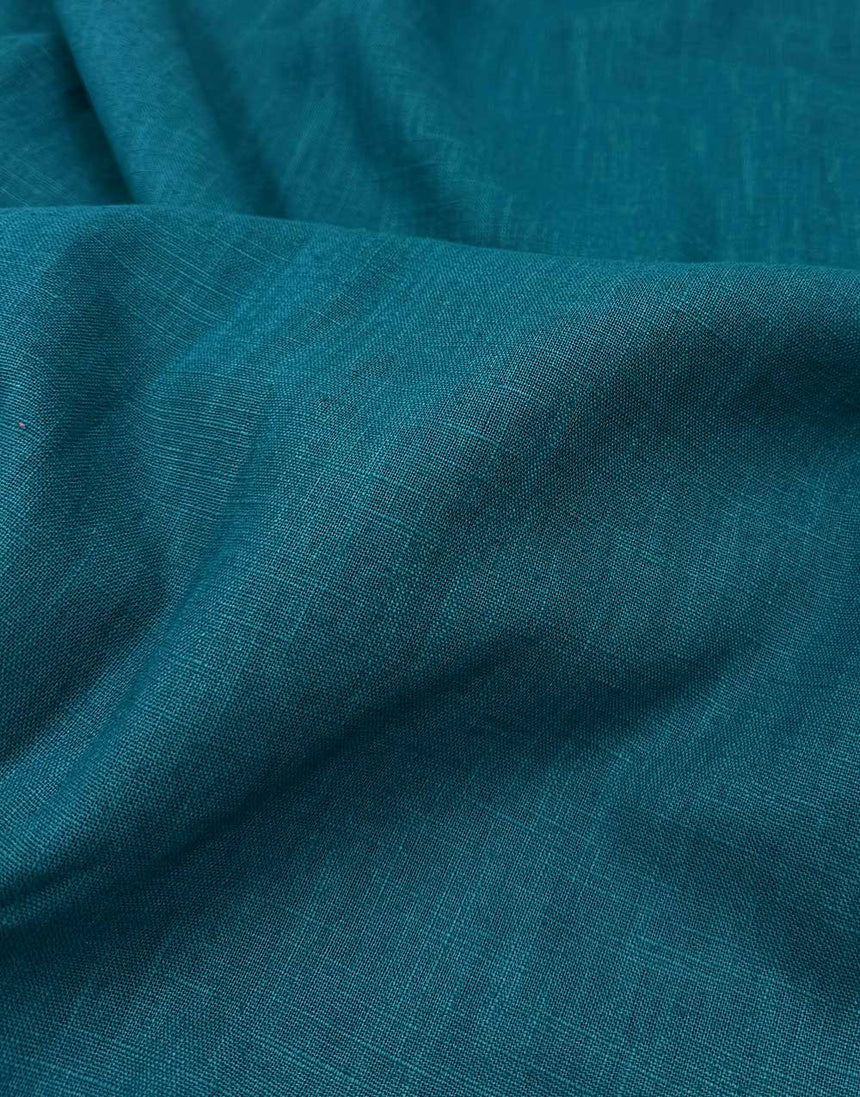 Petrol Washed Linen Cotton Fabric