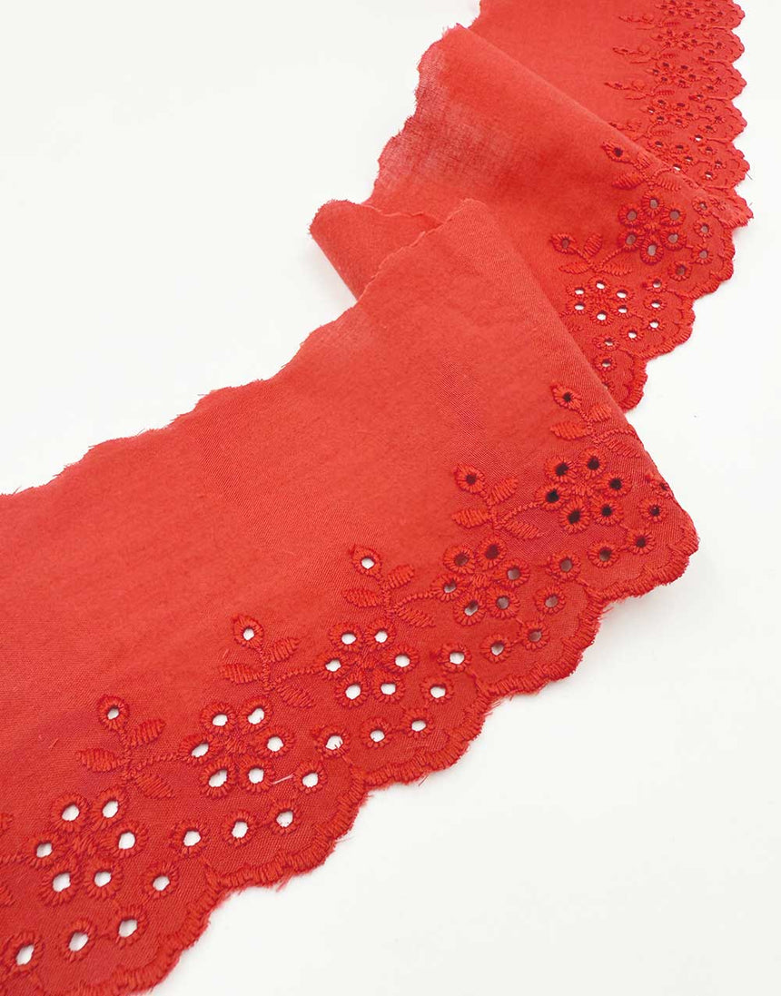 Scalloped Flowers Broderie Anglaise Wide Lace Trim, 95mm