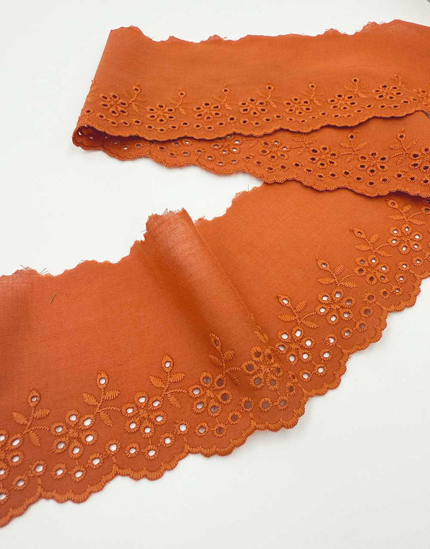 Scalloped Flowers Broderie Anglaise Wide Lace Trim, 95mm