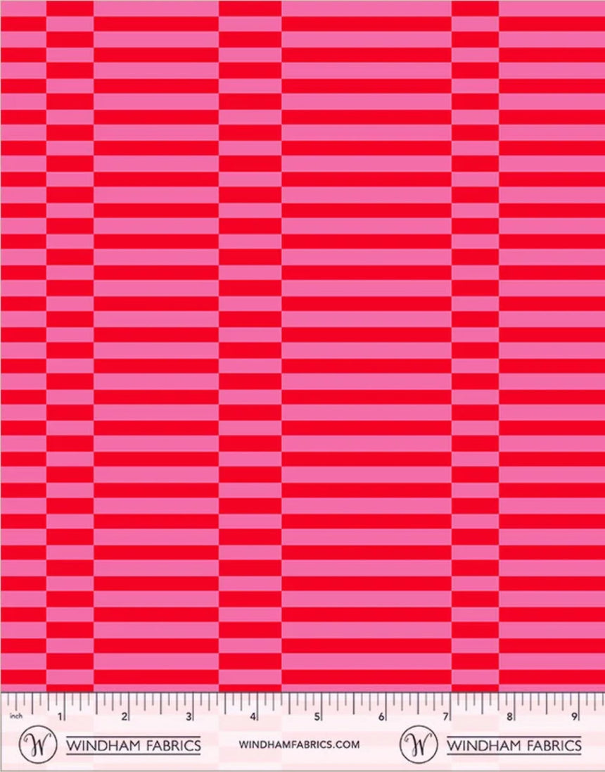 Broken Stripe Red/Pink Quilting Cotton Fabric, Annabel's Blenders by Annabel Wrigley, Windham Fabrics