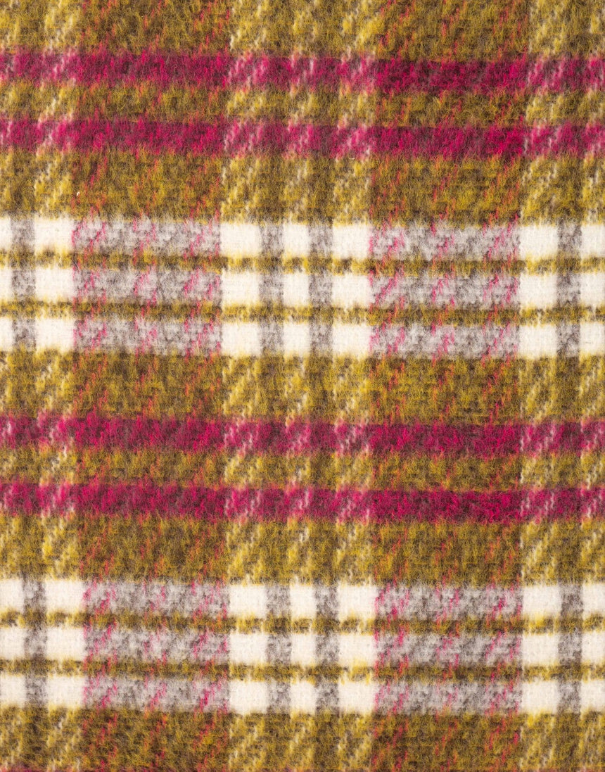 Golden Raspberry Check Wool Blend Coating Fabric