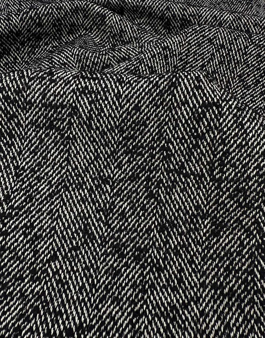 Graphite Herringbone Woven Coating Fabric, Light & Lush