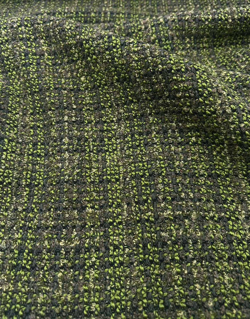 Green Tweed Woven Coating Fabric, Light & Lush