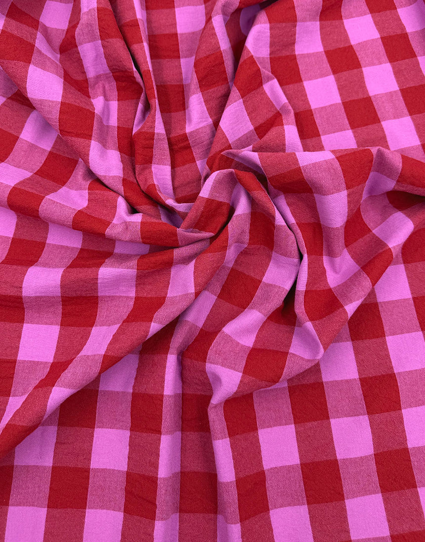 Berry Crush Large Check Yarn-Dyed Cotton Fabric