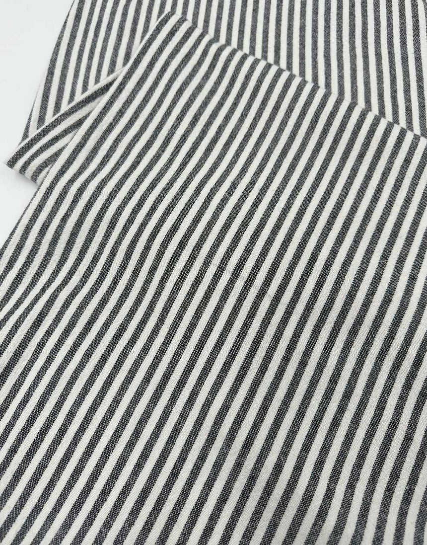 Black Woven Stripe Organic Cotton Fabric