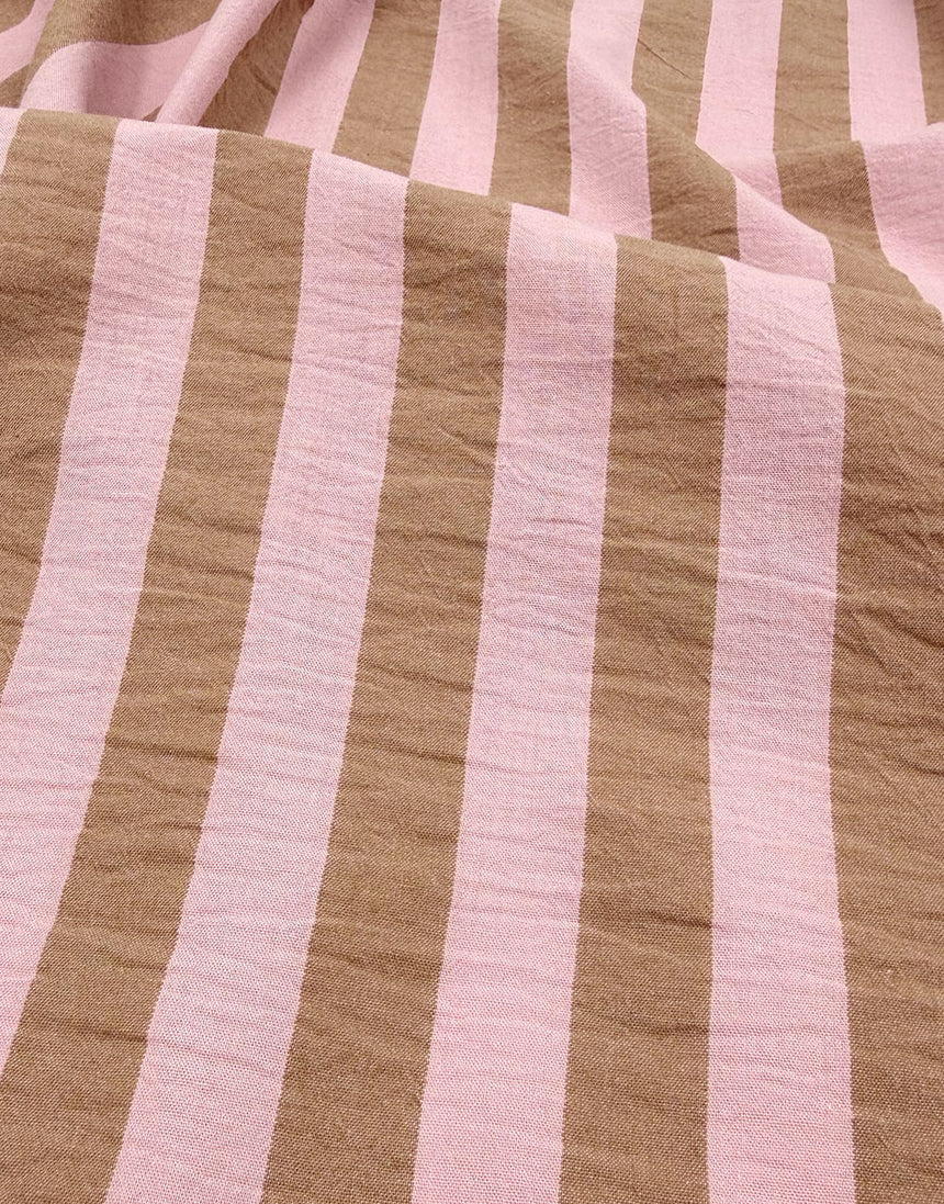 Blush Toffee Wide Stripe Yarn-Dyed Cotton Fabric