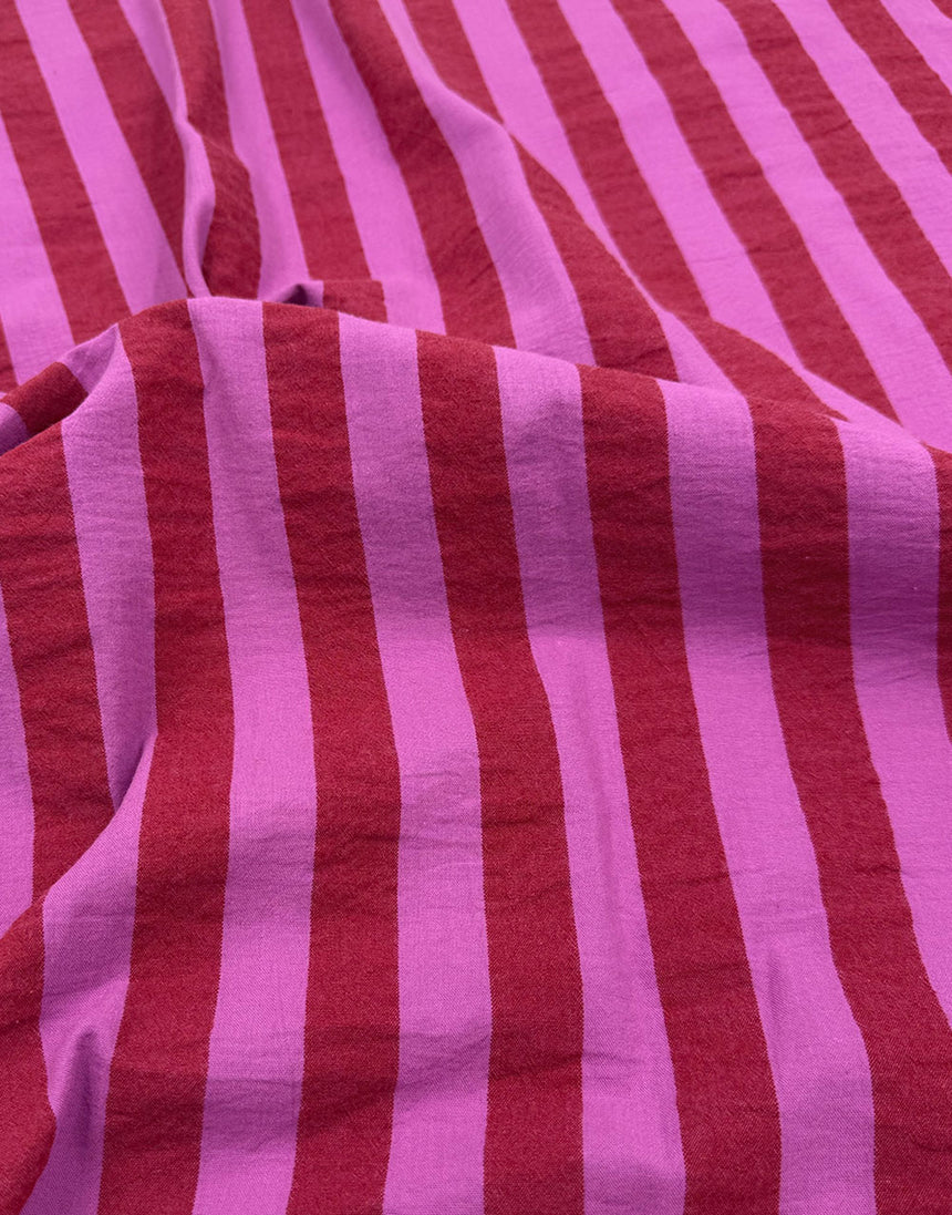 Berry Crush Wide Stripe Yarn-Dyed Cotton Fabric