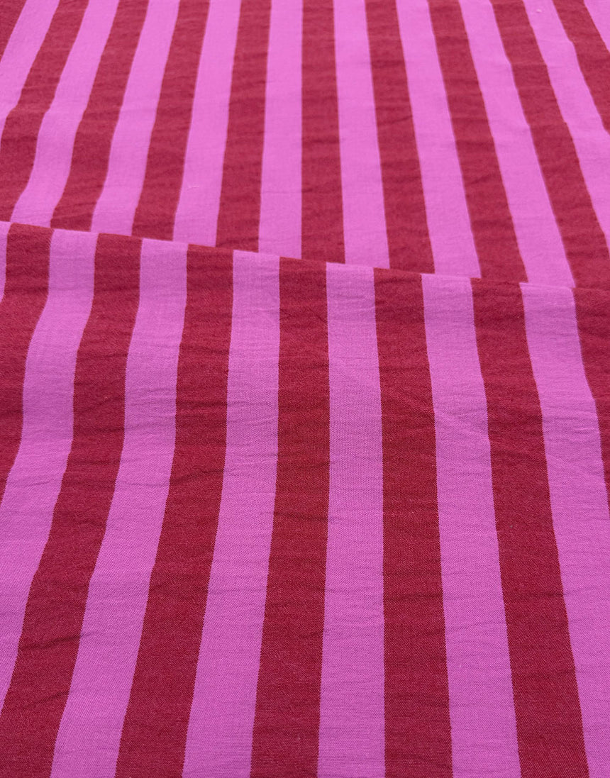Berry Crush Wide Stripe Yarn-Dyed Cotton Fabric