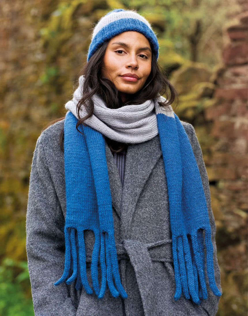 Cora Knitted Tassel Hat & Scarf Knitting Pattern, West Yorkshire Spinners