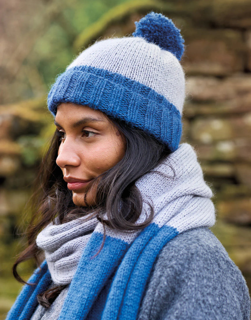 Cora Knitted Tassel Hat & Scarf Knitting Pattern, West Yorkshire Spinners