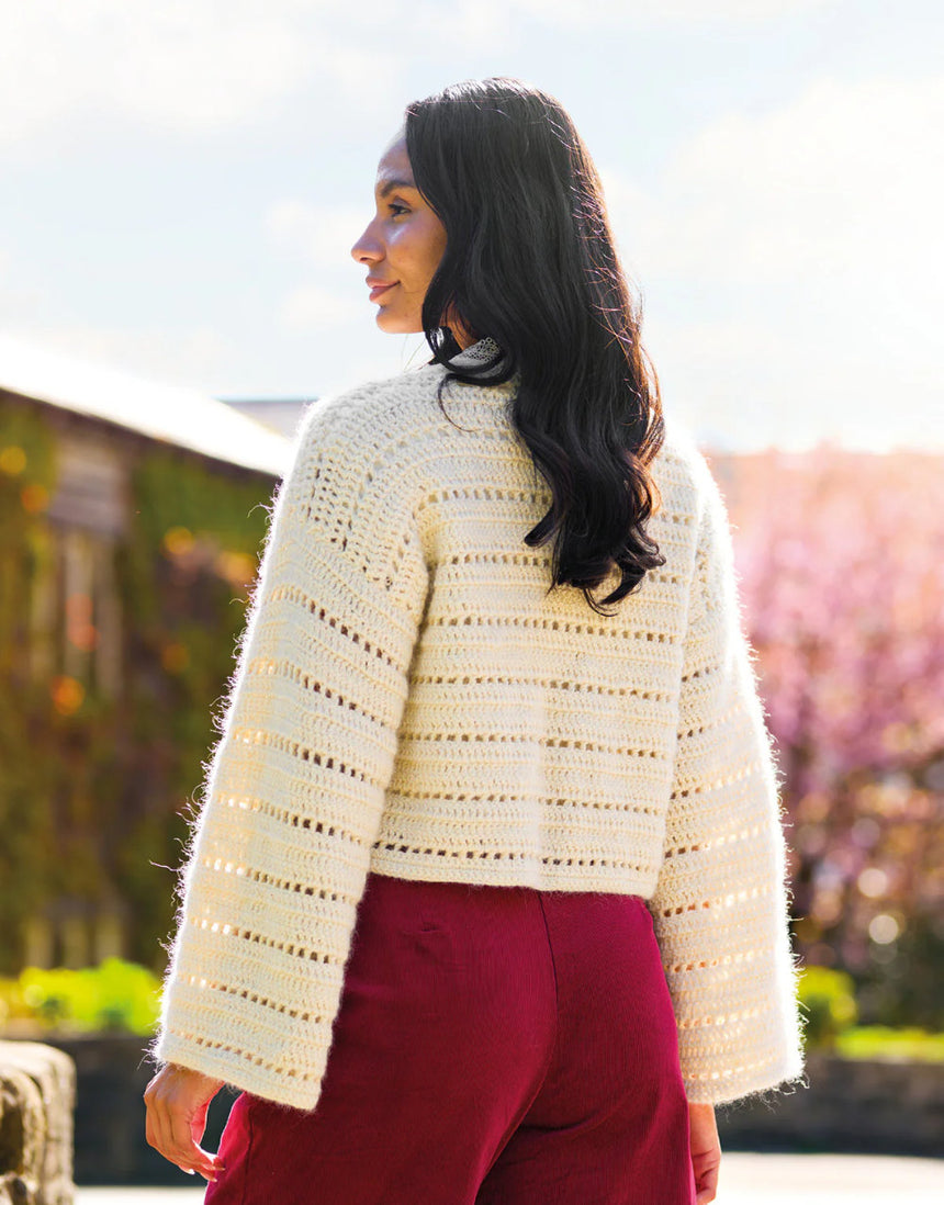 Pixie Crochet Tie Cardigan Pattern, West Yorkshire Spinners