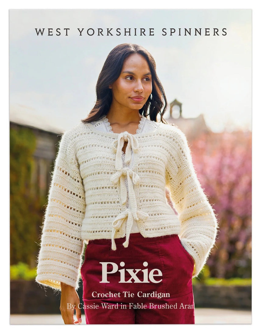 Pixie Crochet Tie Cardigan Pattern, West Yorkshire Spinners