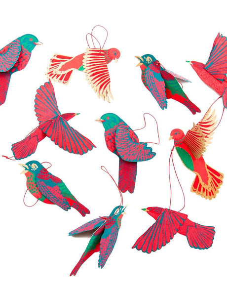 East End Press Christmas Decoration Festive Bird Paper Decorations, East End Press 13750