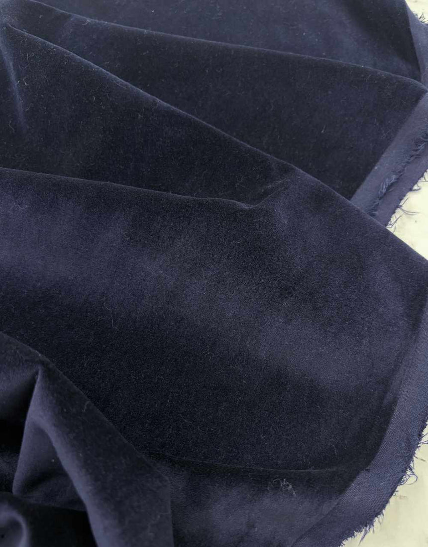 Remnant 50cm -Navy Cotton Velvet Fabric