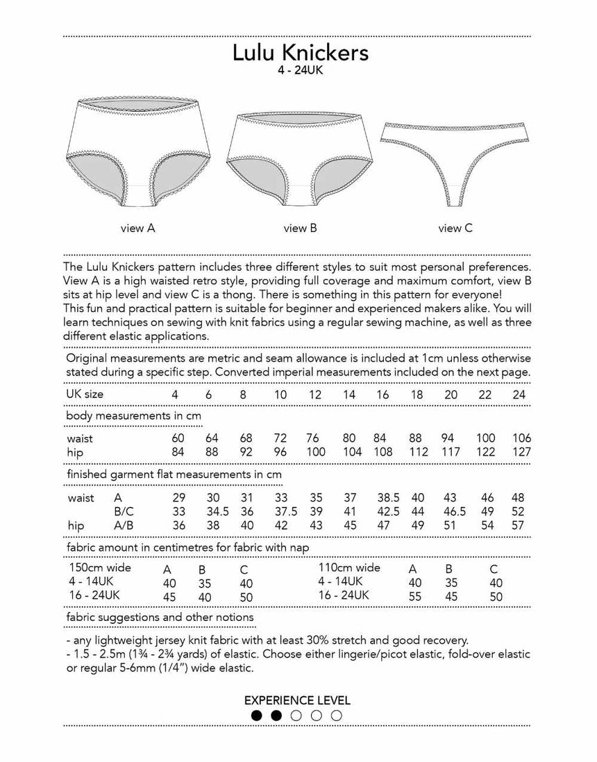 Dhurata Davies Lingerie & Sleepwear Lulu Knickers Sewing Pattern 4-24UK by Dhurata Davies 71736610