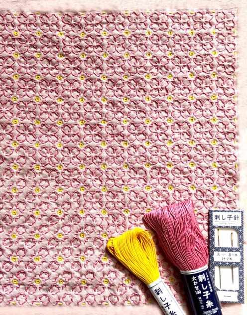 Not specified Sashiko Kit Sakura (Cherry Blossom) Hitomezashi Sampler Kit 13952