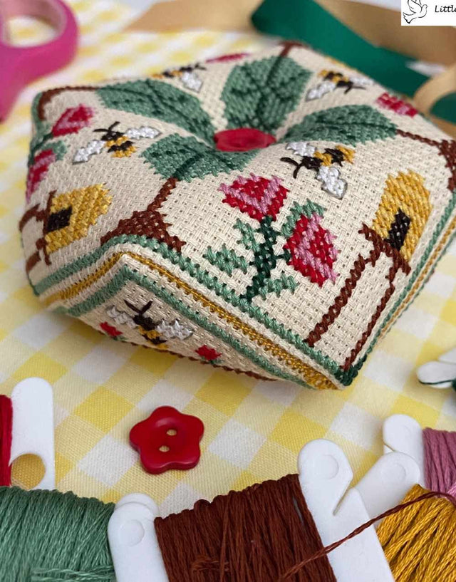 Little Dove Designs Cross Stitch Summer Bee Biscornu Pincushion Cross Stitch Kit 13288
