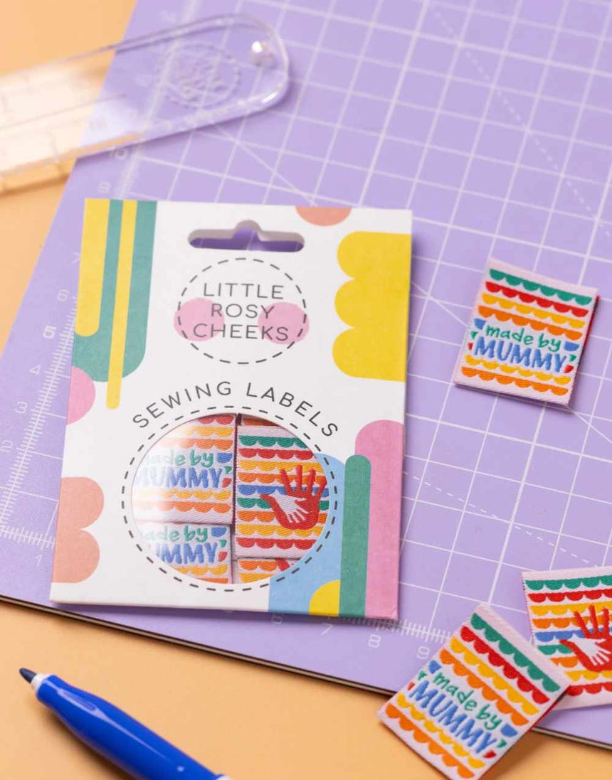 Rainbow Made by Mummy, Woven Sewing Labels - Pack of 6 - Little Rosy Cheeks