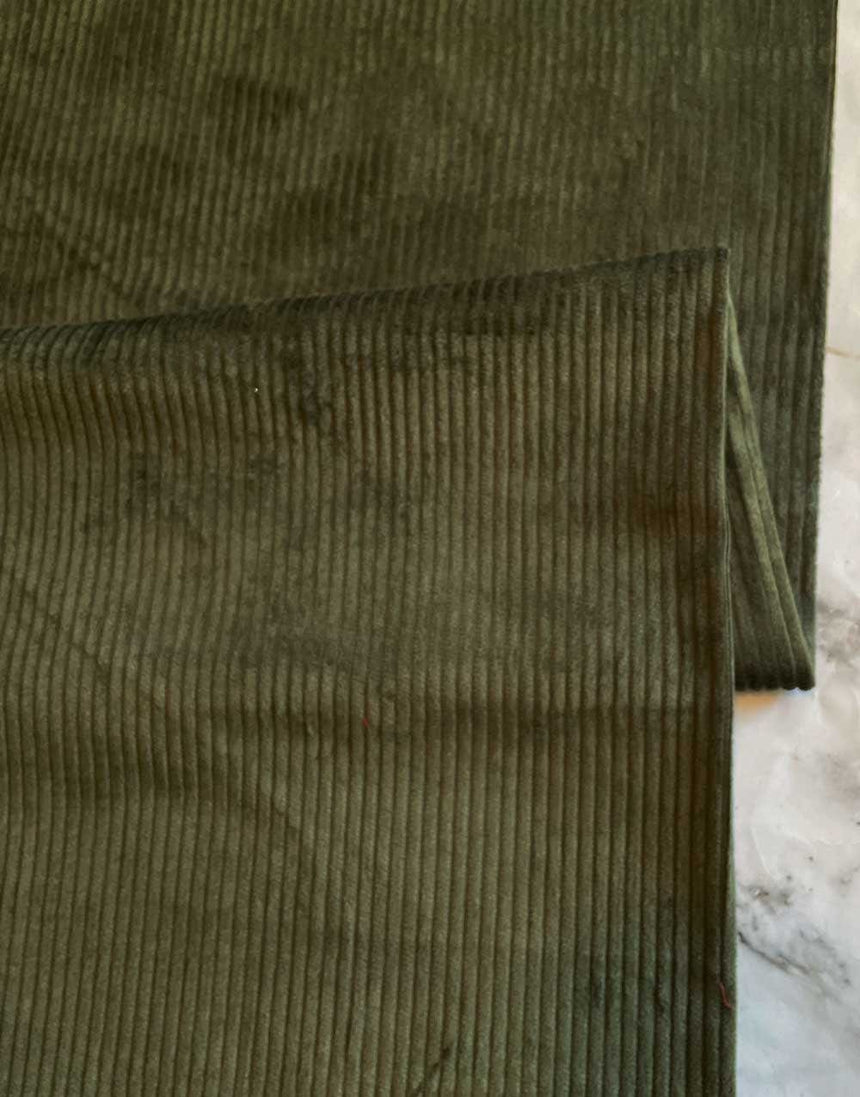 Not Specified Corduroy Green / Plain Khaki 4.5 Wale Jumbo Cotton Corduroy Fabric 12266