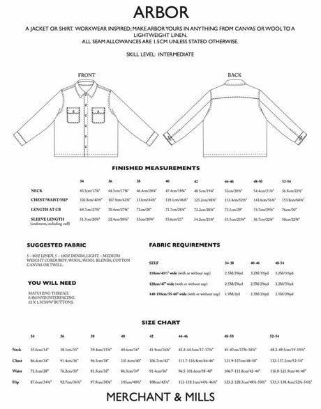 Merchant and Mills Coats & Jackets The Arbor Shirt, Merchant & Mills Sewing Patterns 14734