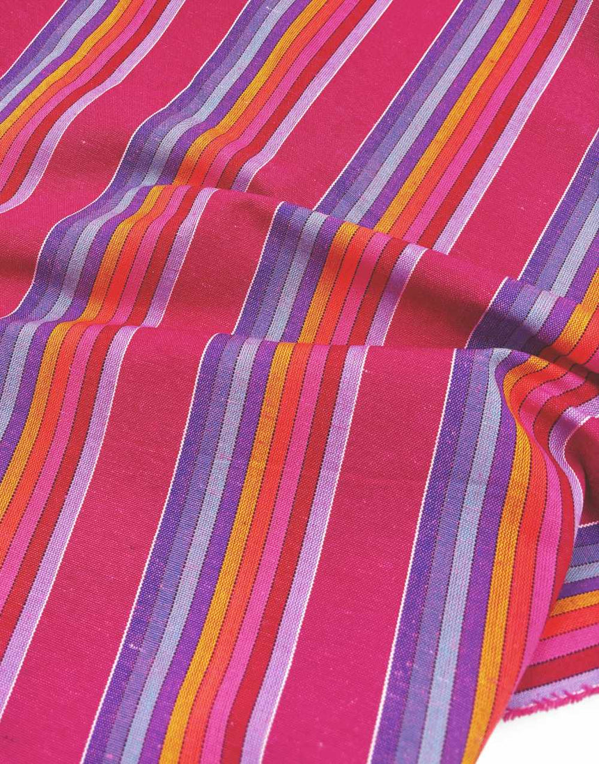 Fuchsia Rainbow Mexican Striped Fabric