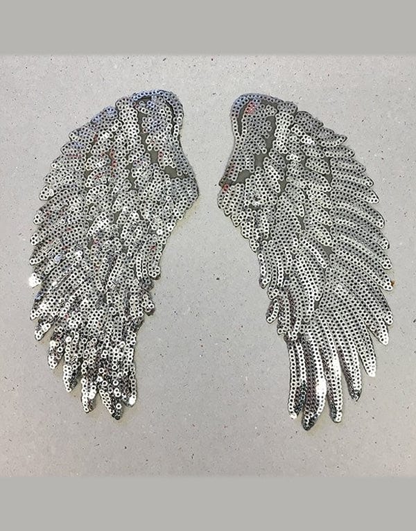 Set of 2 Sequin Iron on Angel Wings, Gold or Silver Clothkits