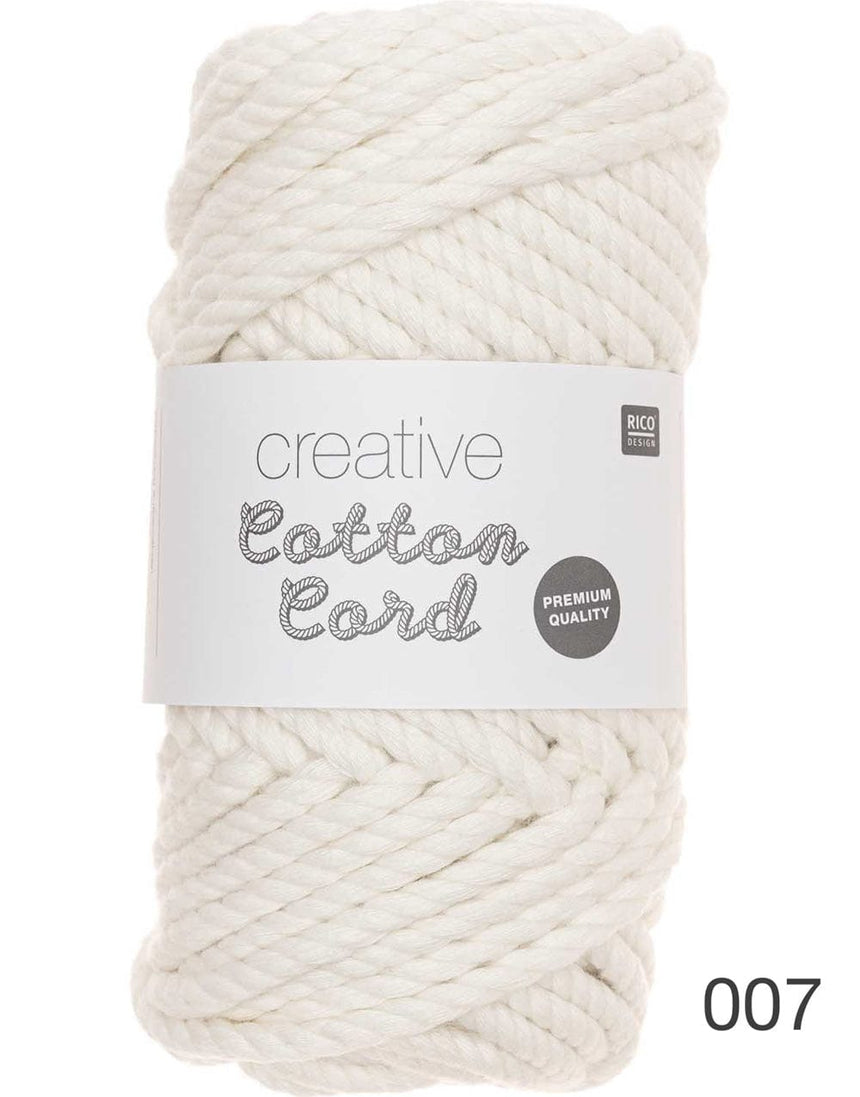 Rico Yarn & Wool 007 Cream Rico Creative Cotton Macrame Cord, Various Colours 4051271166892 4051271166892